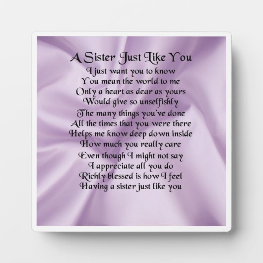 Sister Poem Plaque - Lilac Silk Design Fotoplatte (Vorderseite)