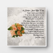 Sister Poem Plaque - Peach Rose Design Fotoplatte (Vorderseite)
