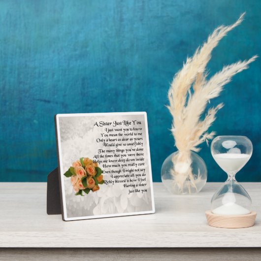 Sister Poem Plaque - Peach Rose Design Fotoplatte (InSitu)