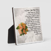 Sister Poem Plaque - Peach Rose Design Fotoplatte (Vorderseite)