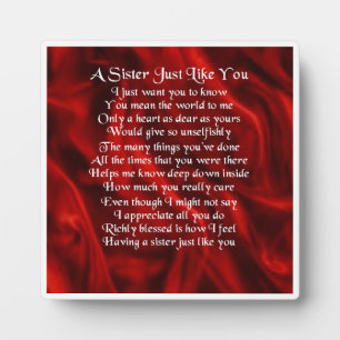 Sister Poem Plaque - Red Silk Design Fotoplatte