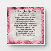 Sister Poem Plaque - rosa Blumendesign Fotoplatte (Vorderseite)