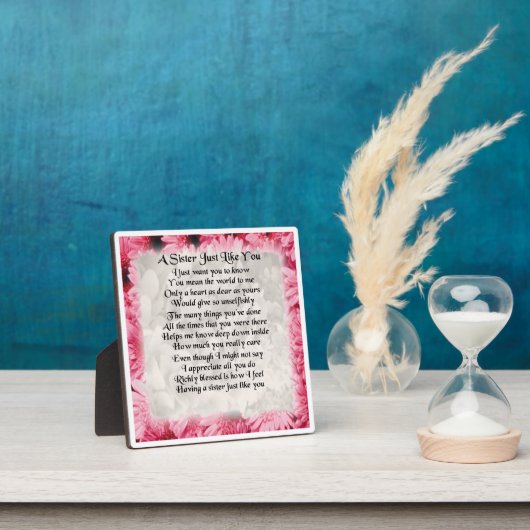 Sister Poem Plaque - rosa Blumendesign Fotoplatte (InSitu)