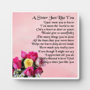 Sister Poem Plaque - Rose Design Fotoplatte