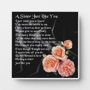 Sister Poem Plaque - Rose zum Schwarzen Seidendesi Fotoplatte