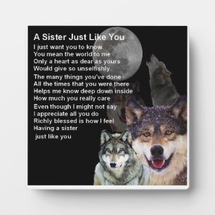 Sister Poem Plaque - Wolf Design Fotoplatte
