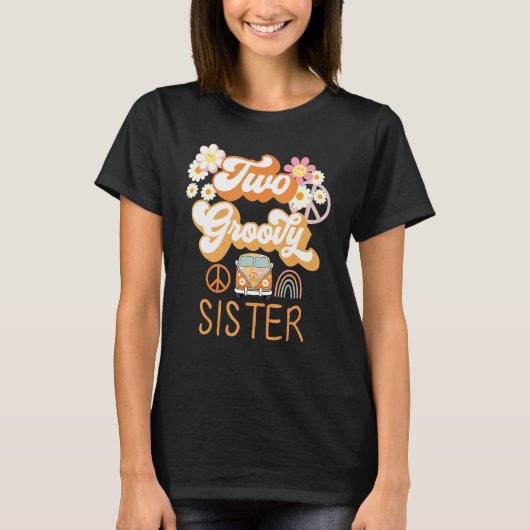 Sister Retro Rainbow Family Matching Parents' Day T-Shirt (Vorderseite)