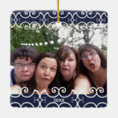 Sister Rustic Elegant 2-Foto Moderne Weihnachten Keramikornament (Rückseite)