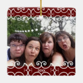 Sister Rustic Elegant 2-Foto Moderne Weihnachten Keramikornament (Rückseite)