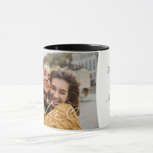 Sister Script Herz Dankbarkeit jeden Augenblick Fo Tasse (Zentrum)