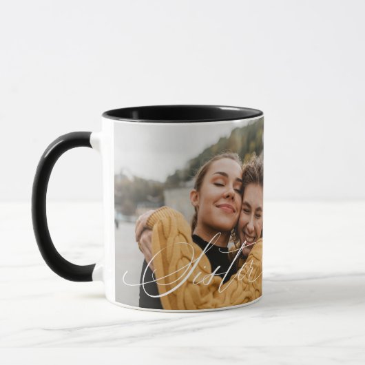 Sister Script Herz Dankbarkeit jeden Augenblick Fo Tasse (Links)