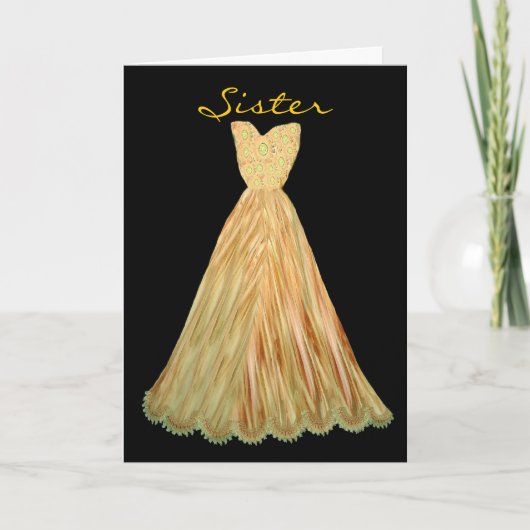 SISTER Sei mein Bridesmaid AUTUMN GOLD Dress Einladung (Vorderseite)