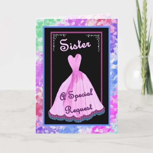 SISTER - Sei mein Junior Bridesmaid PINK Kleid Einladung (Vorderseite)