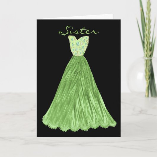 SISTER sei meine Bridesmaid OLIVE GRÜNES Kleid Einladung (Vorderseite)
