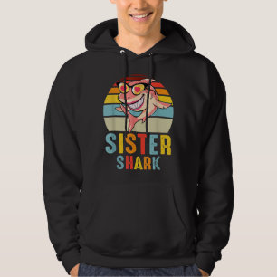 Sister Shark Vintag Retro Shark Lover Mother's Da Hoodie
