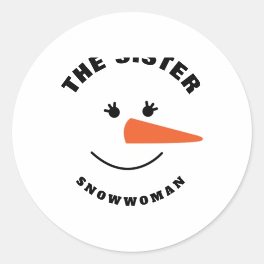 Sister Snowman Face Squad Matching Family Costume Runder Aufkleber (Vorderseite)