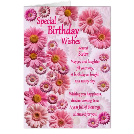 Sister Special Birthday wünscht Pink Daisies (Vorne)