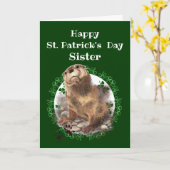 Sister St. Patrick's Day Kleeblatt Otter Animal Karte (Gelbe Blume)