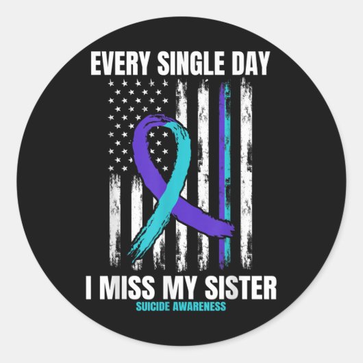 Sister Suicide Awareness Prevention American Flag Runder Aufkleber (Vorderseite)