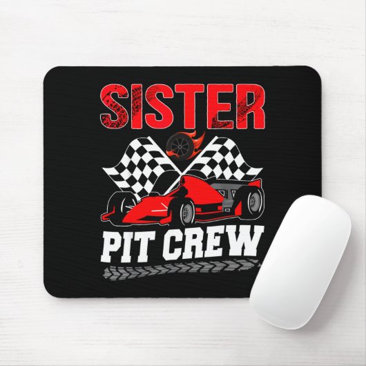 Sister T Crew Racing Family Race Car Birthday Boy  Mousepad (Mit Mouse)