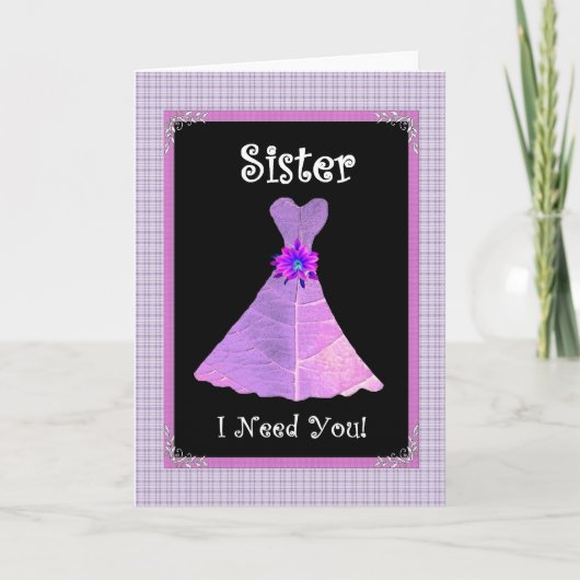 Sister Wedding Invite - Lila Gown Einladung (Vorderseite)