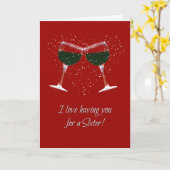 Sister Wine Happy Valentine's Day Card Karte (Gelbe Blume)