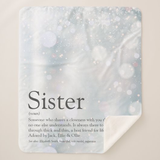 Sister Winter Holiday Snowflakes Fun Definition Sherpadecke (Vorderseite)