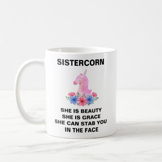 Sistercorn, Sister Gift, Funny Sister Gift, Kaffeetasse (Links)