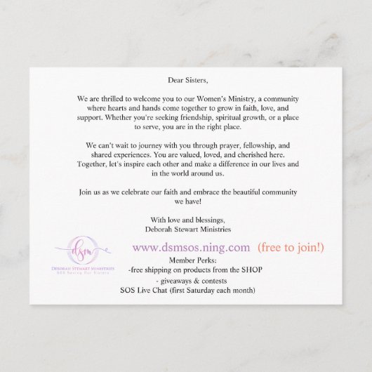 SISTERHOOD #1 POSTKARTE (Rückseite)