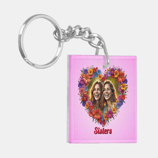 Sisterly Liebe in Bloom Acrylic Schlüsselanhänger (Vorderseite links)