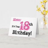 Sisters 18. Geburtstag grüßt in schwarz, rosa. Karte (Gelbe Blume)