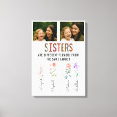 Sisters Are Different Flowers Custom Photo & Names Leinwanddruck (Vorderseite)