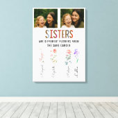Sisters Are Different Flowers Custom Photo & Names Leinwanddruck (Insitu (Holzboden))