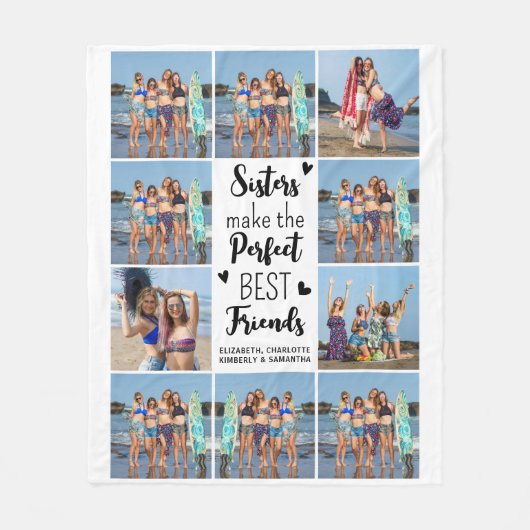 Sisters Best Friends Custom Chic 10 Foto Collage Fleecedecke (Vorderseite)