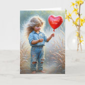 Sister's Birthday Red Heart Balloon Karte (Gelbe Blume)