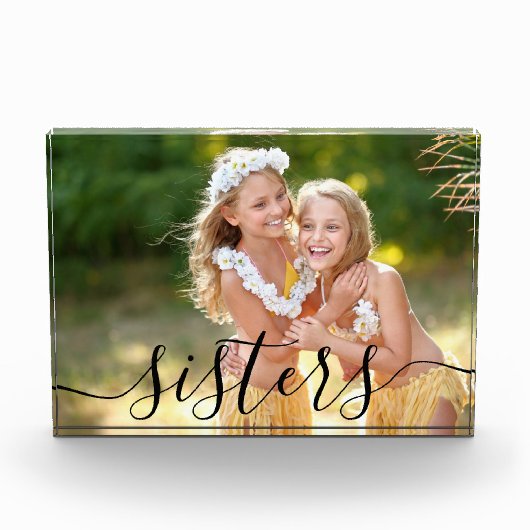 Sisters Black Script Overlay Custom Fotoblock (Vorderseite)