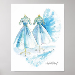 Sisters Blue Dress 11x14 von Heather French Henry Poster