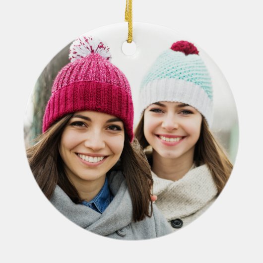 Sisters Connected At Heart Foto von Keepsake Navy Keramik Ornament (Hinten)