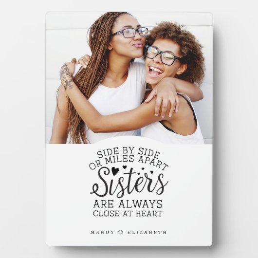 Sisters Connected At Heart Photo Keepsake White Fotoplatte (Vorderseite)
