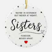 Sisters Connected At Heart Photo Keepsake White Keramik Ornament (Vorne)