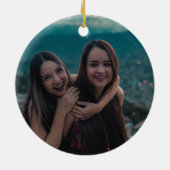 Sisters Connected At Heart Photo Keepsake White Keramik Ornament (Hinten)