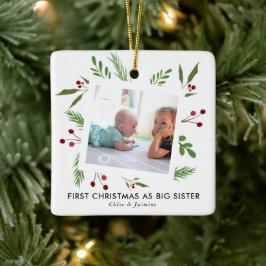 Sister's First Christmas Foto Holly Keramikornament