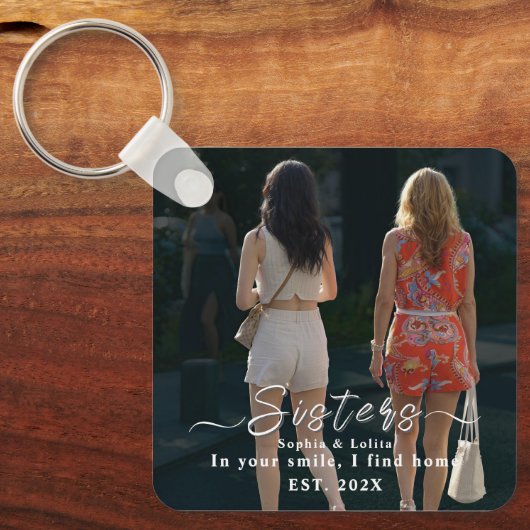 Sisters Forever – Custom Photo Keychain Schlüsselanhänger (Vorderseite)