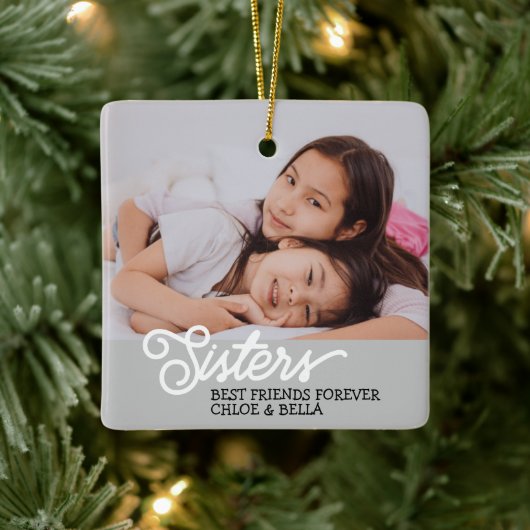Sisters-Foto personalisieren Keramikornament (Baum)