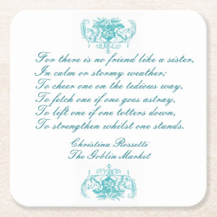 Sisters Gedicht von C Rosetti in Blue Rechteckiger Pappuntersetzer