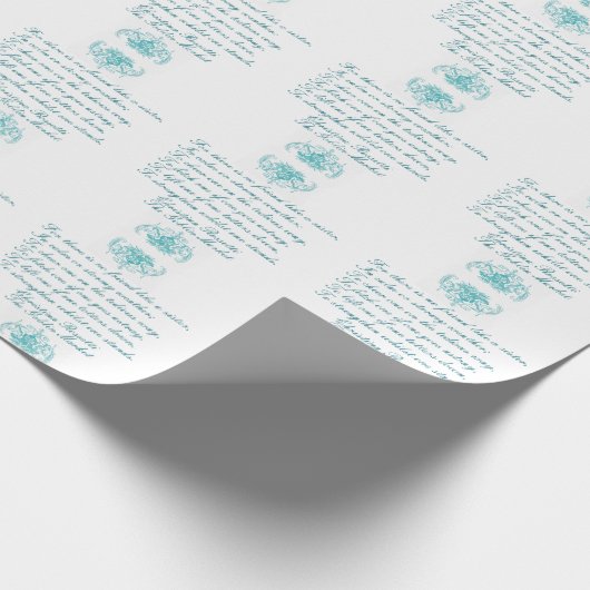 Sisters Gedicht von Christina Rosseti Blue Script Geschenkpapier (Ecke)