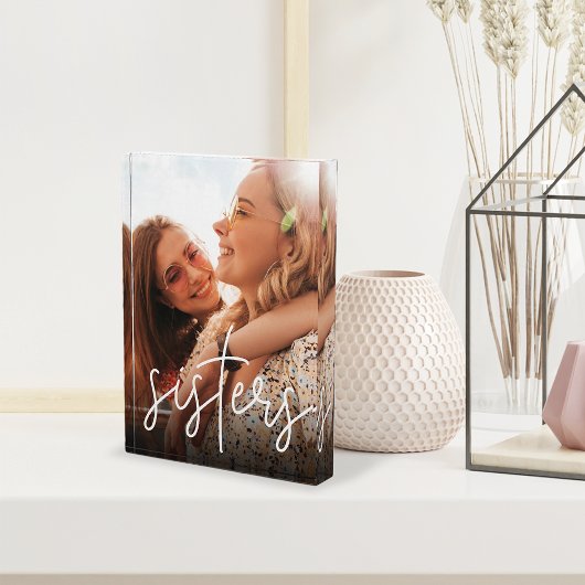 Sisters Handgeschriebene Skriptüberlagerung Fotoblock