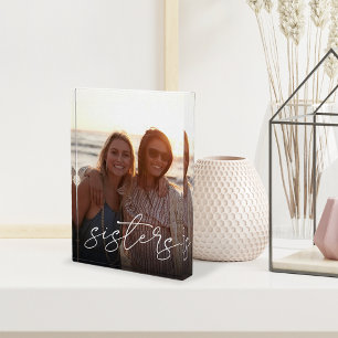 Sisters Handgeschriebene Skriptüberlagerung Fotoblock