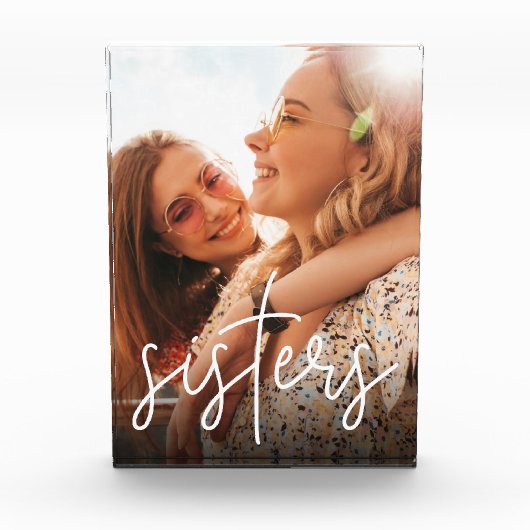 Sisters Handgeschriebene Skriptüberlagerung Fotoblock (Vorderseite)