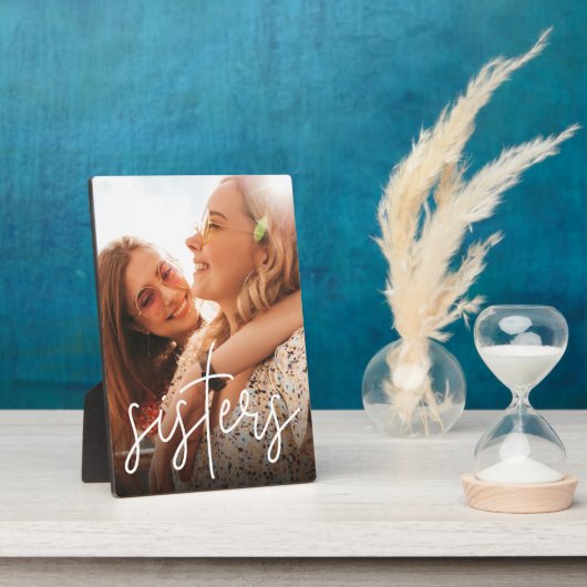 Sisters Handgeschriebenes Skriptüberlagerungs-Vert Fotoplatte (Seite)